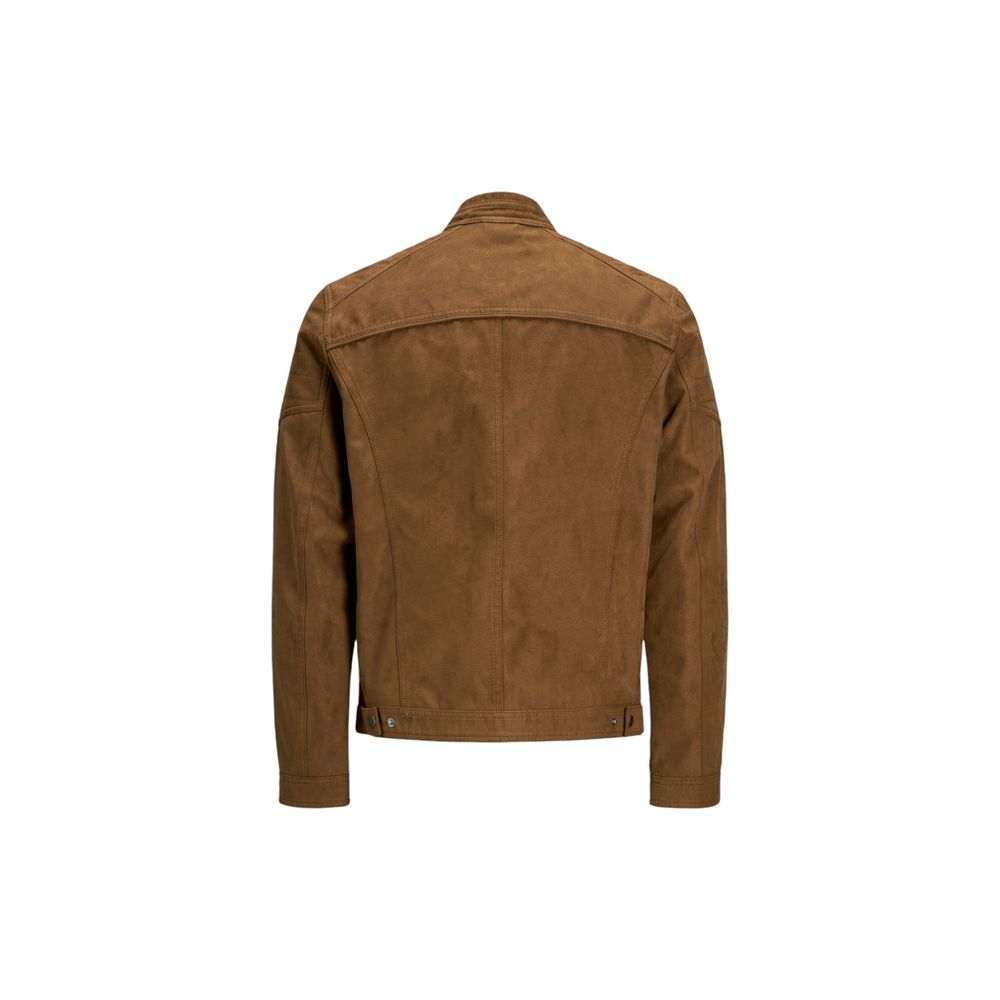 Jack Jones Beige Artificial Leather Full-Length Jacket