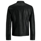 Jack Jones Black Polyamide Leather Jacket