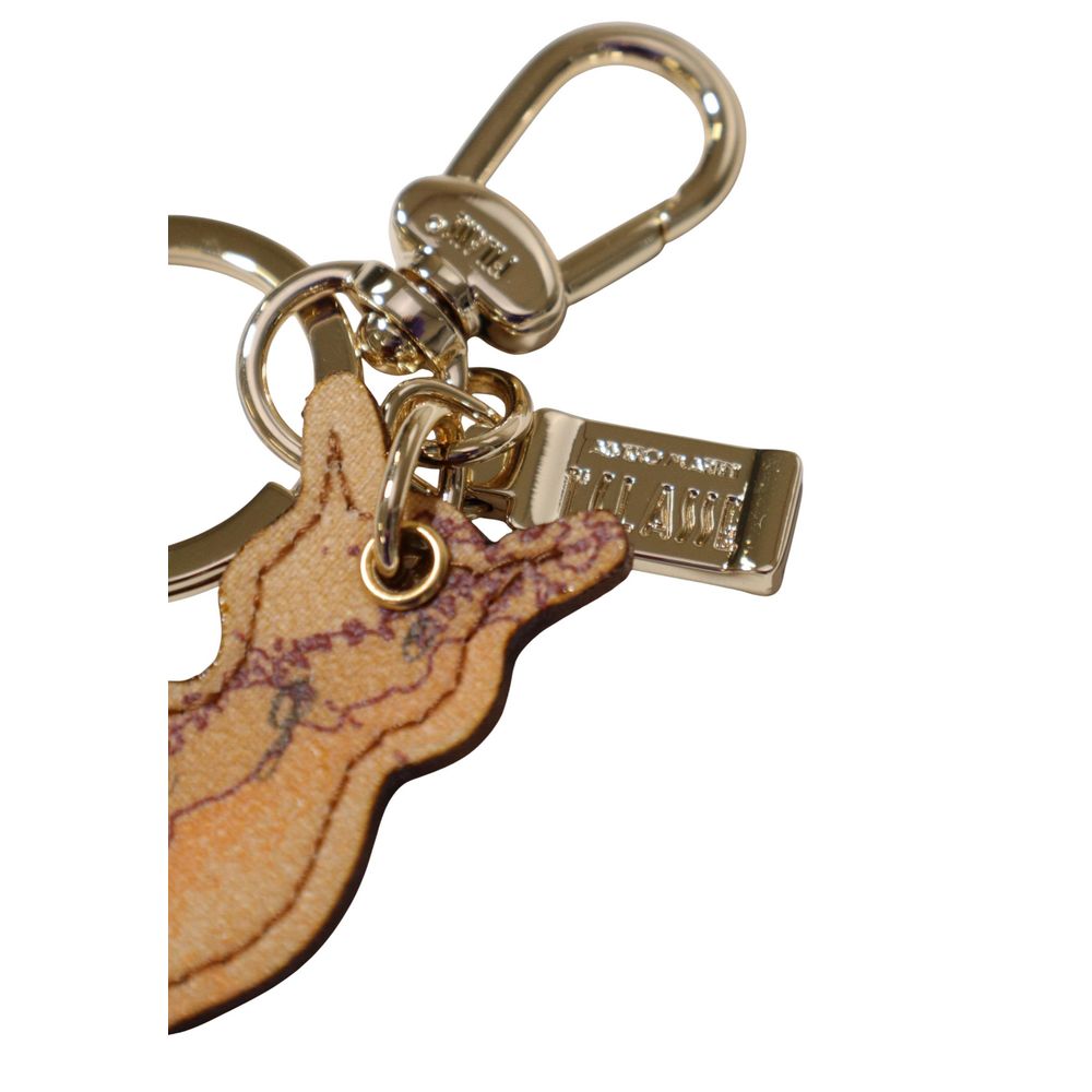 Alviero Martini Prima Classe Beige Leather Keychain