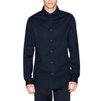 Armani Exchange Blue Cotton Dress Shirt