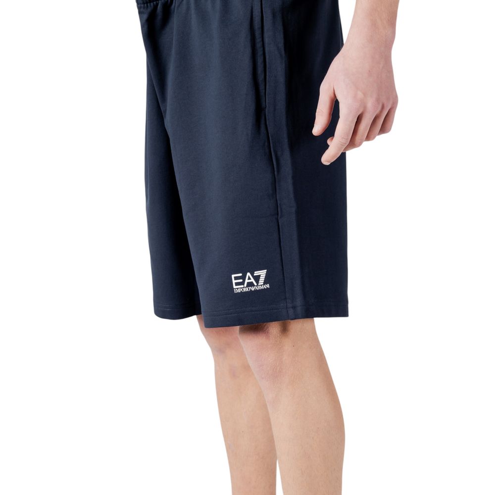 EA7 Emporio Armani Blue Cotton Bermuda Shorts
