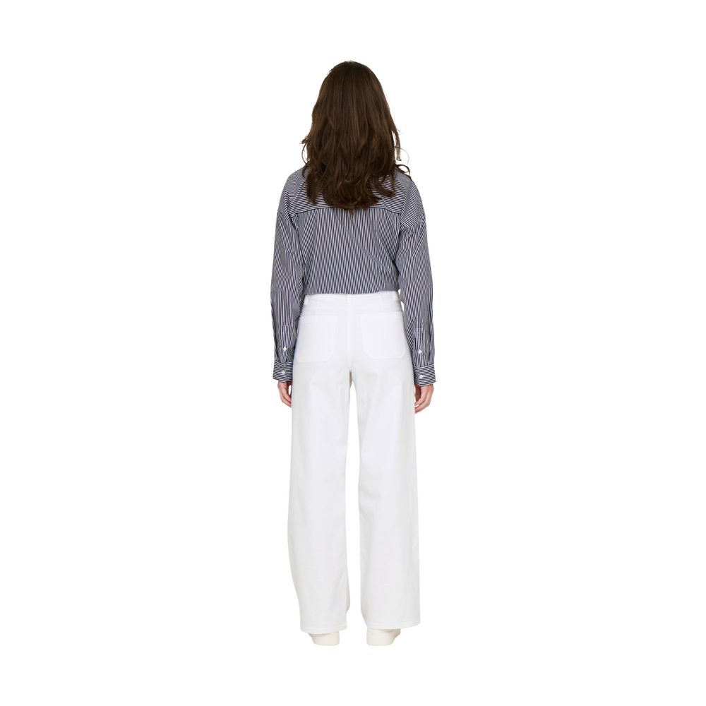 Jacqueline De Yong White Cotton Flared Pants