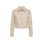 Jacqueline De Yong Beige Polyester Leather Jacket