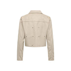 Jacqueline De Yong Beige Polyester Leather Jacket