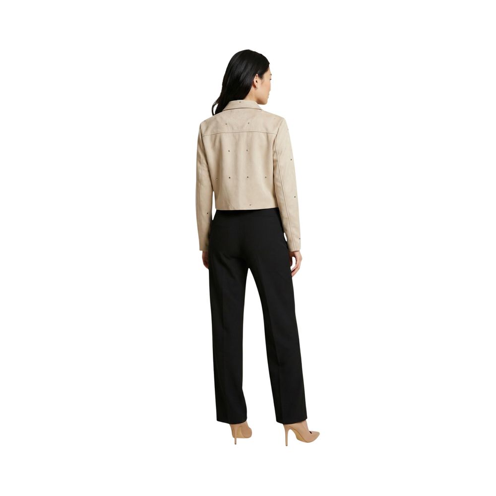 Jacqueline De Yong Beige Polyester Leather Jacket