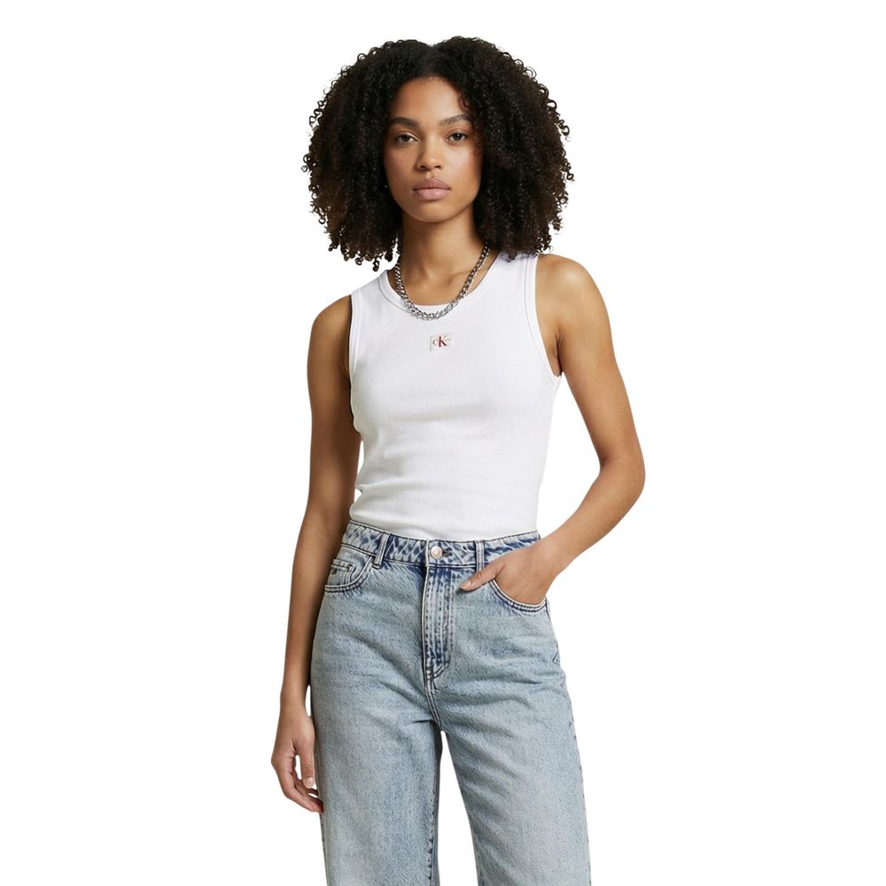 Calvin Klein Jeans White Cotton Tank Tops
