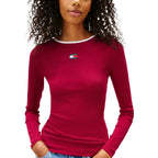 Tommy Hilfiger Jeans Bordeaux Recycled Cotton Long Sleeve T-Shirt