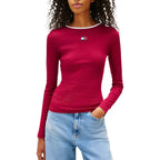 Tommy Hilfiger Jeans Bordeaux Recycled Cotton Long Sleeve T-Shirt