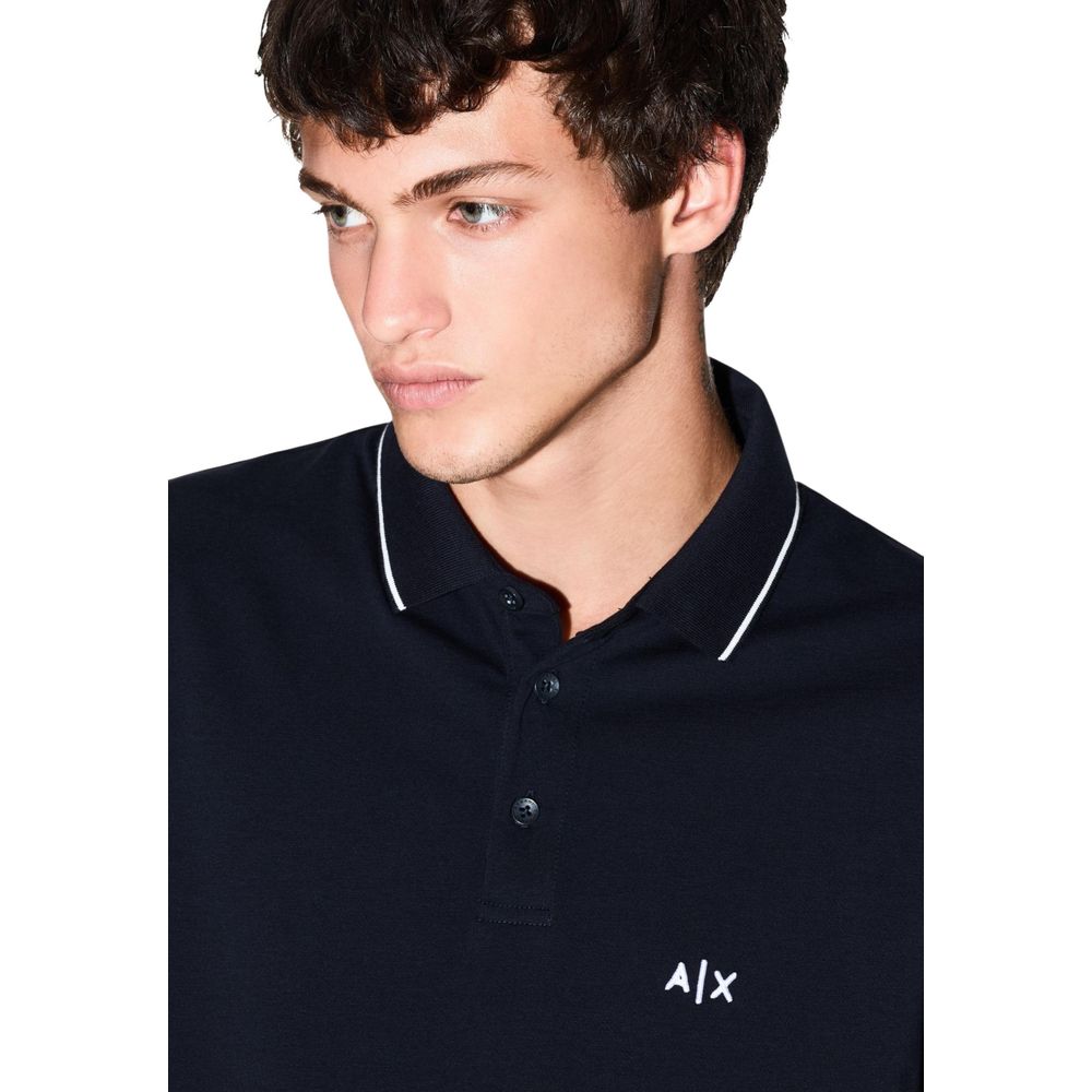 Armani Exchange Blue Cotton Polo Shirt