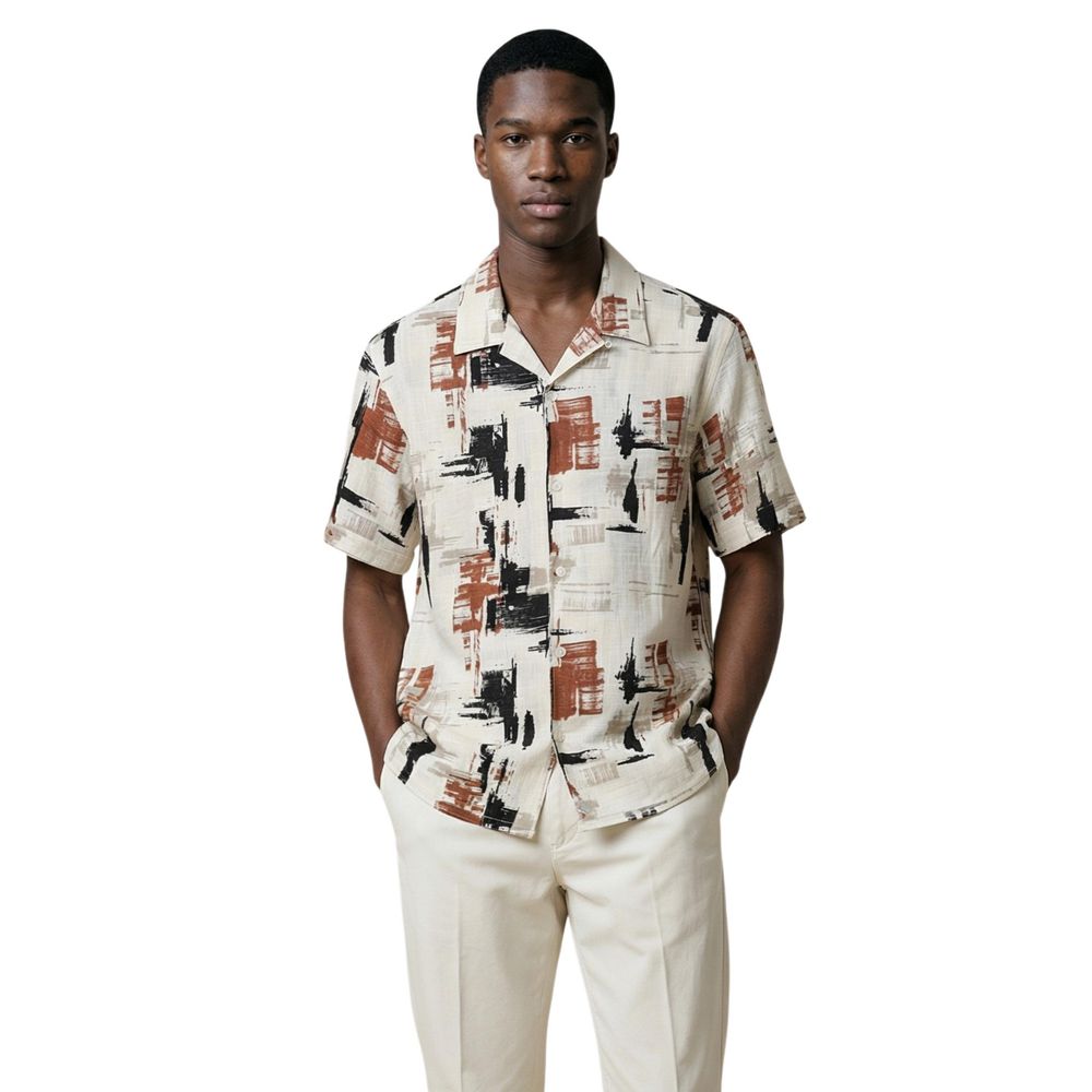 Antony Morato Beige Viscose Shortsleeve Shirt