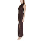 Guess Brown Polyamide Long Dress