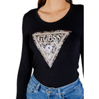 Guess Black Cotton Long Sleeve T-Shirt