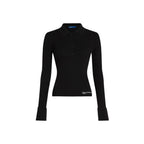 Karl Lagerfeld Black Viscose Long Sleeve T-Shirt