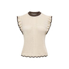 Jacqueline De Yong Beige Cotton Sleeveles T-Shirt