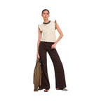 Jacqueline De Yong Beige Cotton Sleeveles T-Shirt