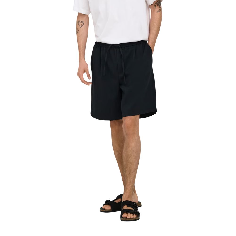 Only & Sons Black Recycled Polyester Bermuda Shorts