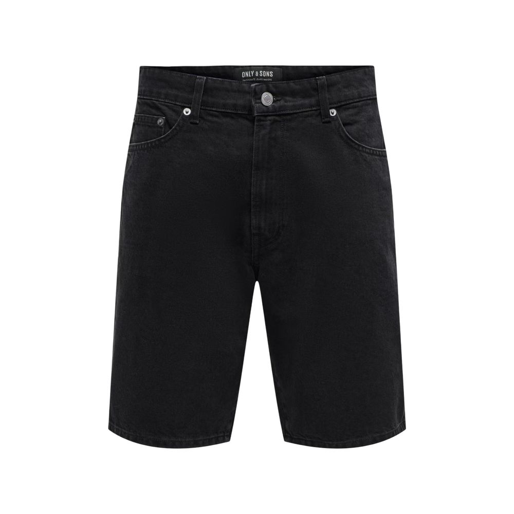 Only & Sons Black Organic Cotton Bermuda Shorts