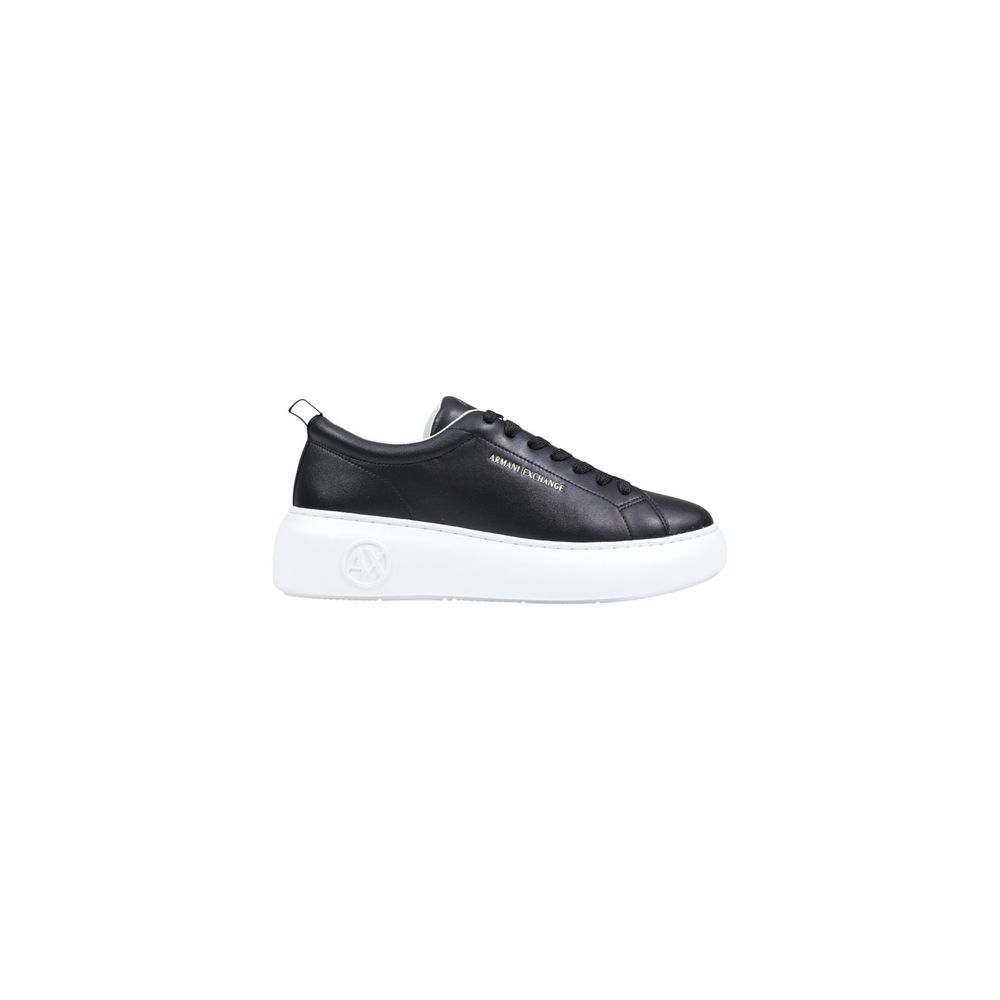 Armani Exchange Black Leather Low Top Sneakers