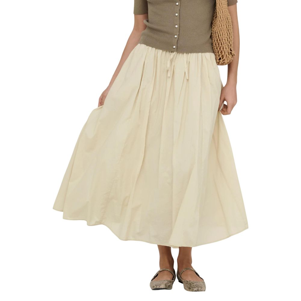 Jacqueline De Yong Beige Cotton Long Skirt