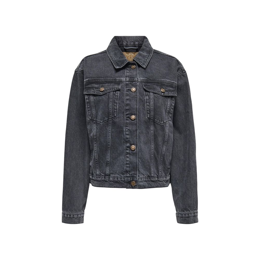 Only Black Cotton Denim Jacket