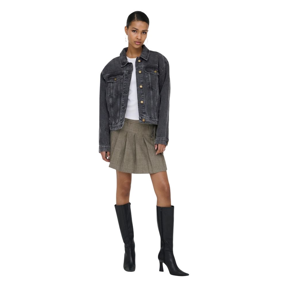 Only Black Cotton Denim Jacket