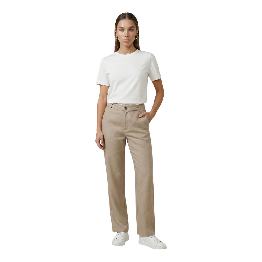 Only Beige Viscose Casual Pants