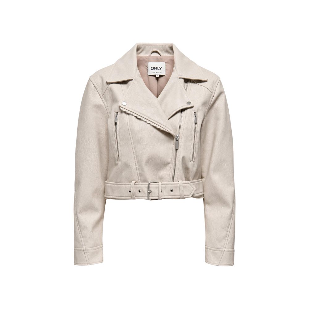 Only Beige Recycled Polyester Biker Jacket
