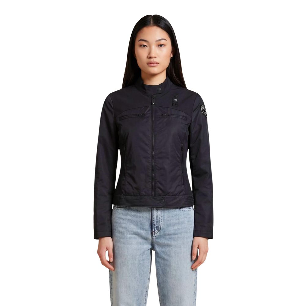 Blauer Black Polyamide Biker Jacket