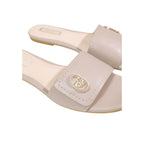 Liu Jo Beige Leather Flat Sandals