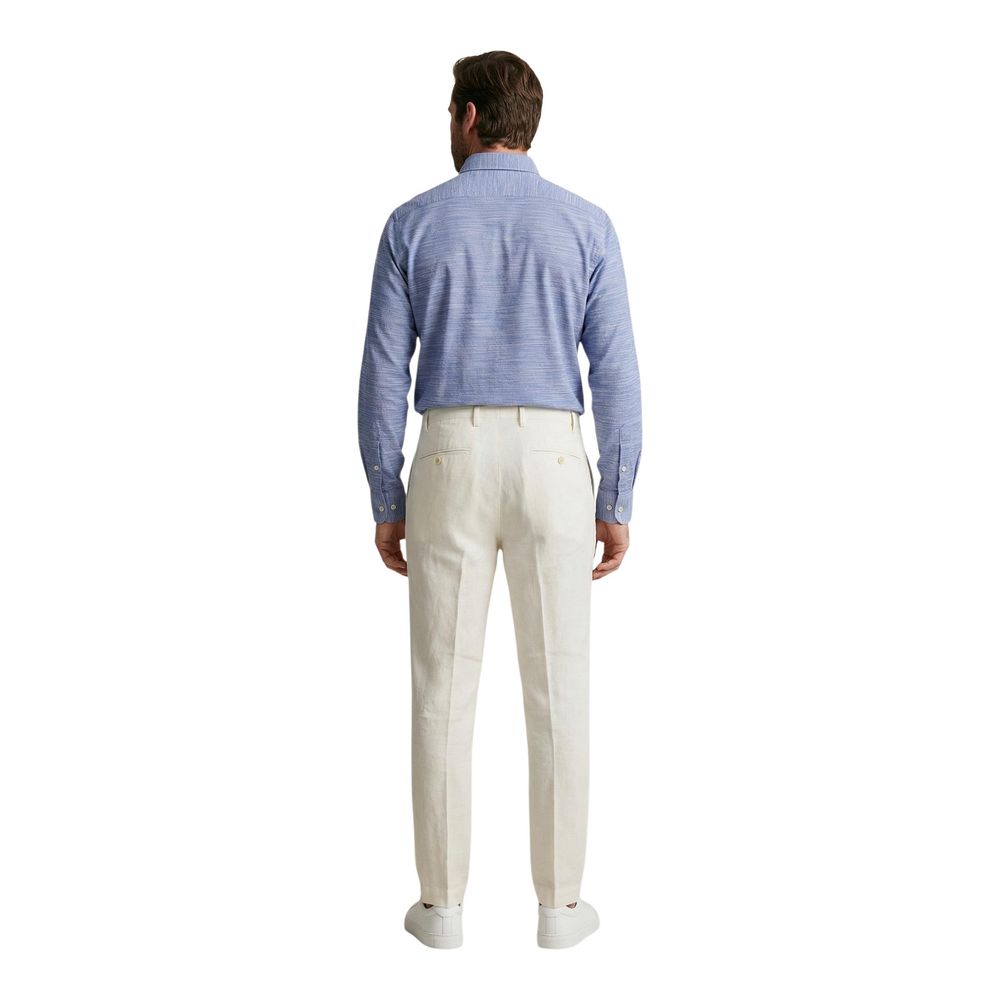 Borghese White Linen Casual Pants