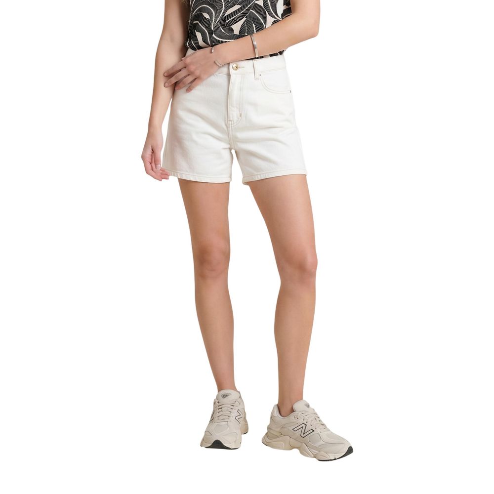 Guess Cream Cotton Short And Mini Shorts