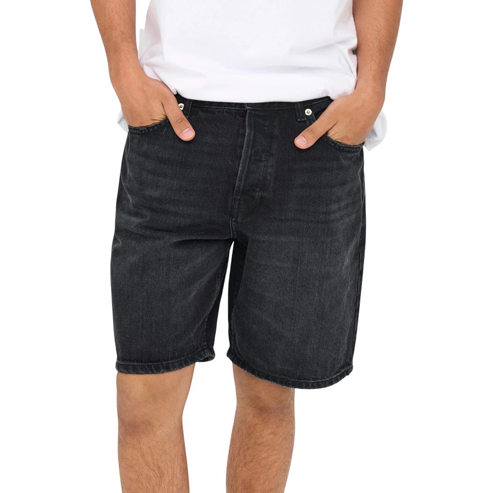 Only & Sons Black Denim Shorts