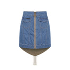 Philipp Plein Blue Cotton Women Skirt