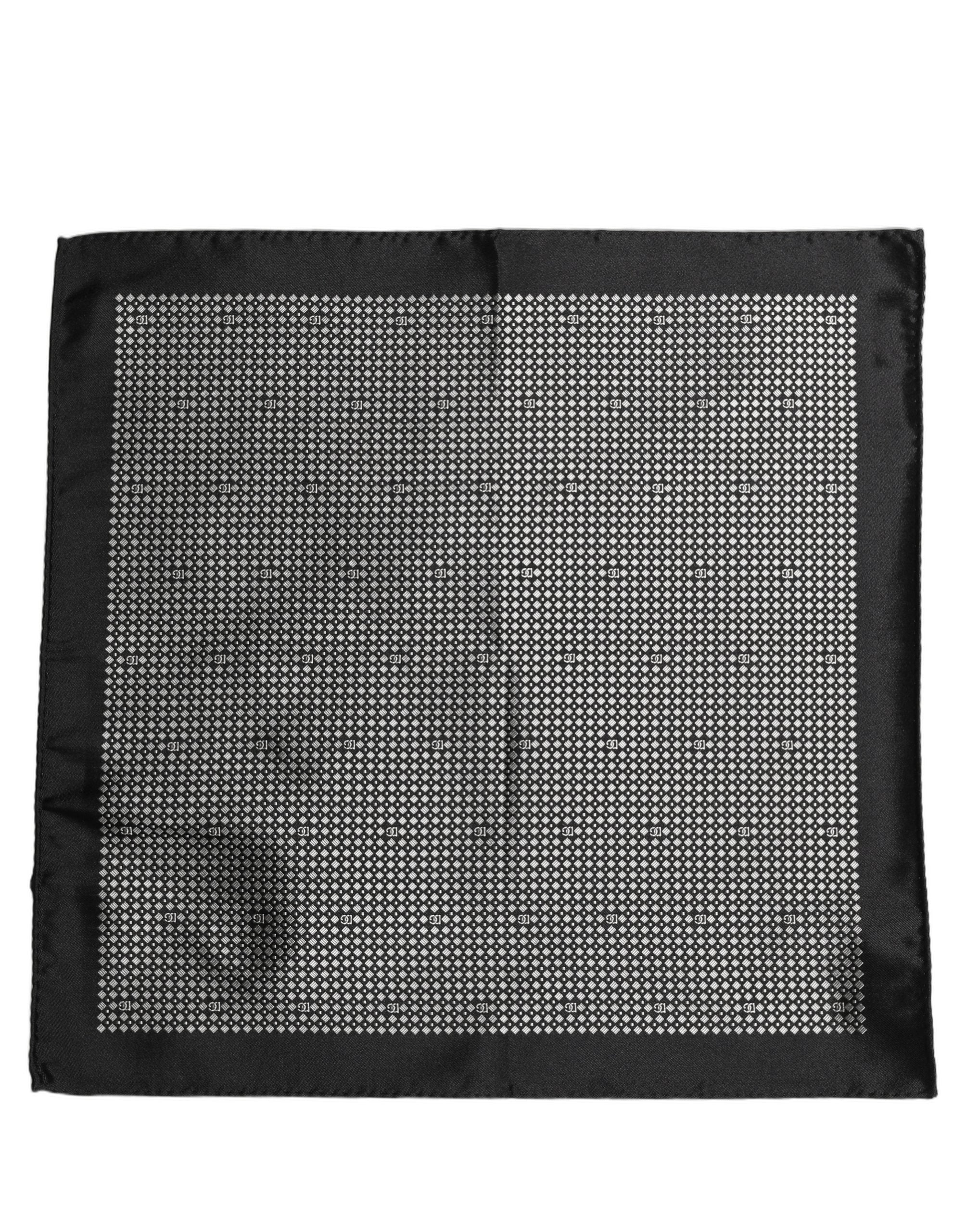 Dolce & Gabbana Black White Patterned Pocket Square Scarf