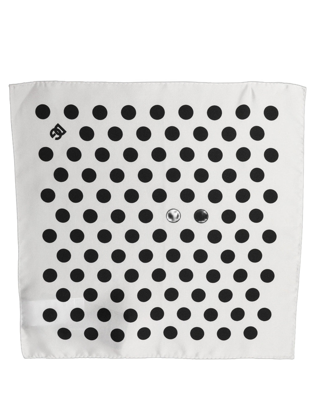 Dolce & Gabbana White Black Polka Dot Square Foulard Scarf