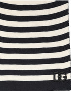 Dolce & Gabbana Black White Stripes Silk Knitted Shawl Scarf