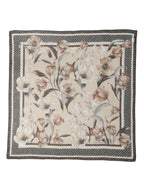 Dolce & Gabbana Men Beige Floral Linen Square Foulard Scarf