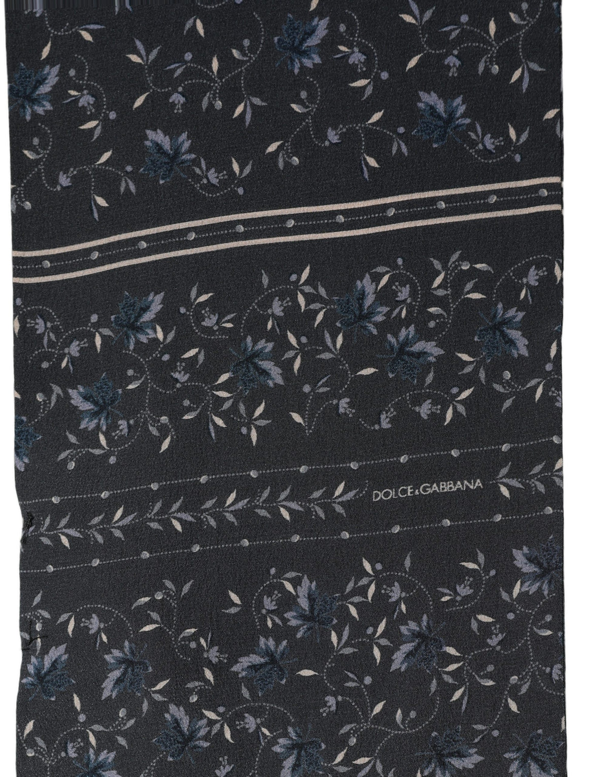 Dolce & Gabbana Blue Floral Silk Fringed Neck Shaw Scarf