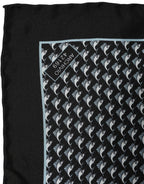 Dolce & Gabbana Black Silk Geometric Handkerchief Pocket Scarf