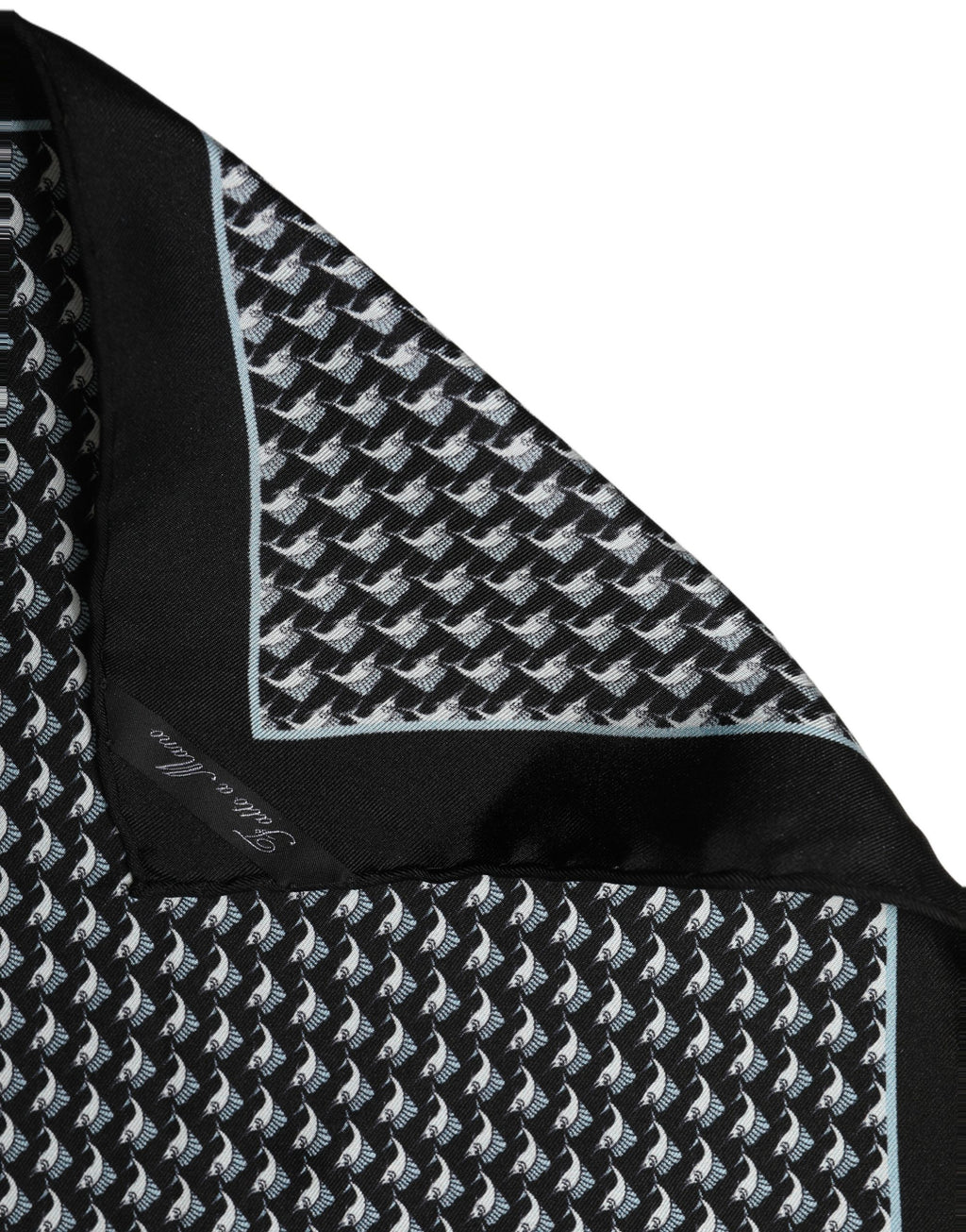 Dolce & Gabbana Black Silk Geometric Handkerchief Pocket Scarf