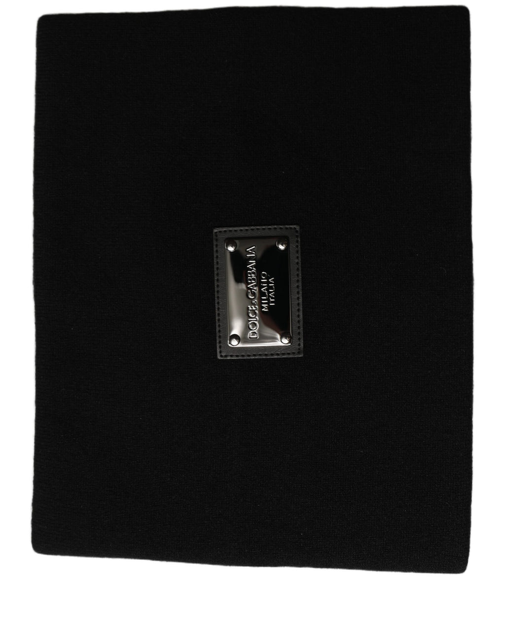 Dolce & Gabbana Black Cashmere Logo Plaque Neck Warmer Scarf