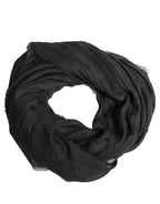 Dolce & Gabbana Black Silk Wool Fringed Men Lace Stole Scarf