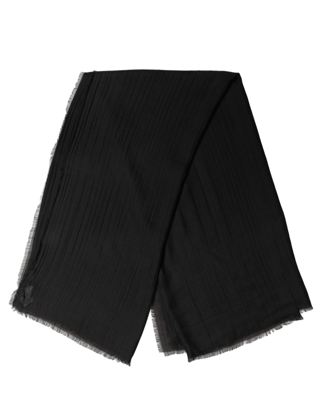 Dolce & Gabbana Black Silk Wool Fringed Men Lace Stole Scarf