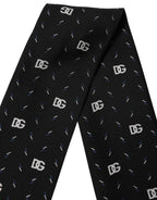 Dolce & Gabbana Black Silk DG Logo Men Skinny Shawl Scarf