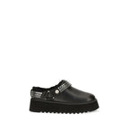 PINKO Black Calf Leather Bos Taurus Clogs