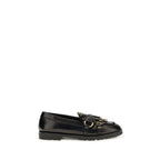 PINKO Black Calf Leather Bos Taurus Slip-On Loafers