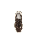 PINKO Brown Calf Leather Bos Taurus Chunky Sneakers