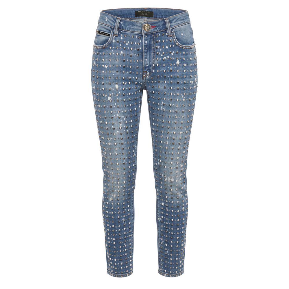 Philipp Plein Blue Cotton Women Jeans