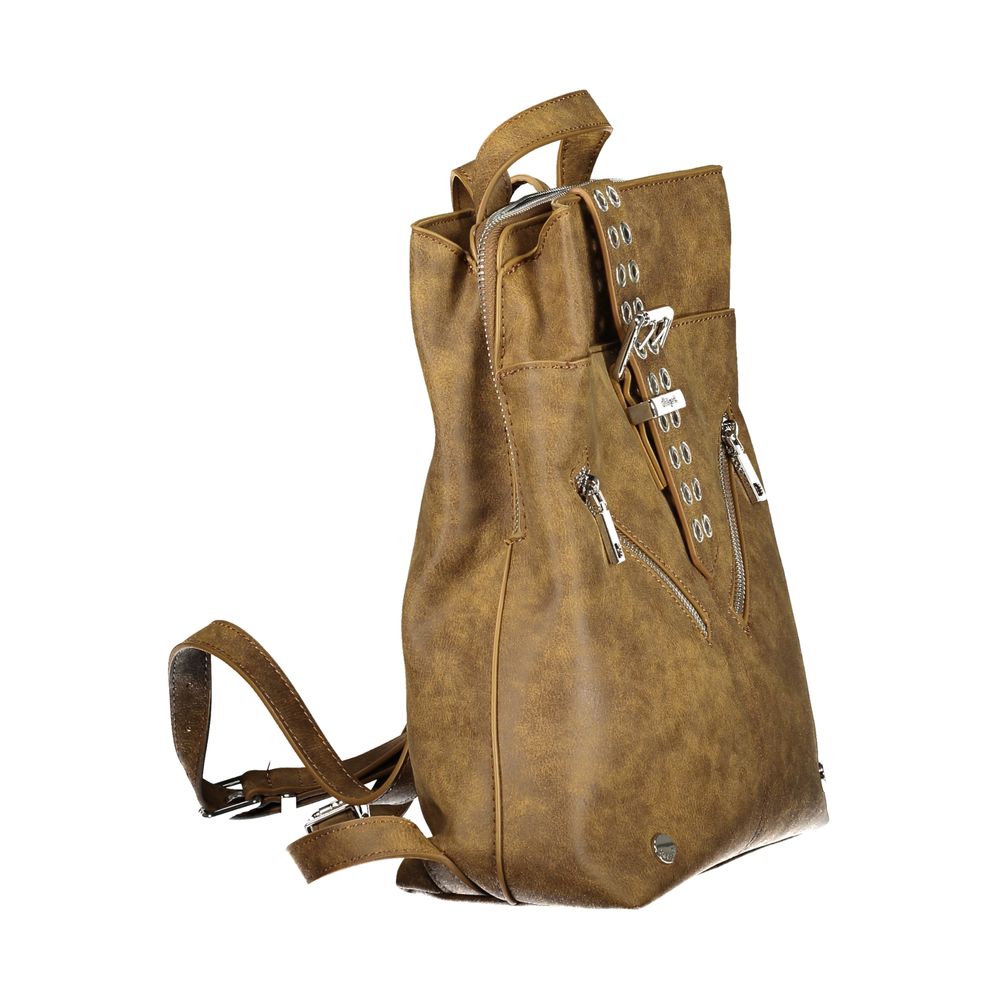 Desigual Brown Polyurethane Women's Backpack for Trendy Adventures