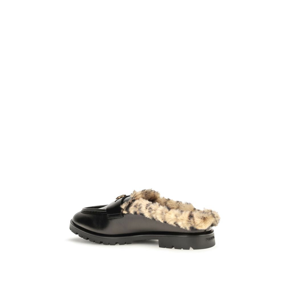 PINKO Black Calf Leather Bos Taurus Mules